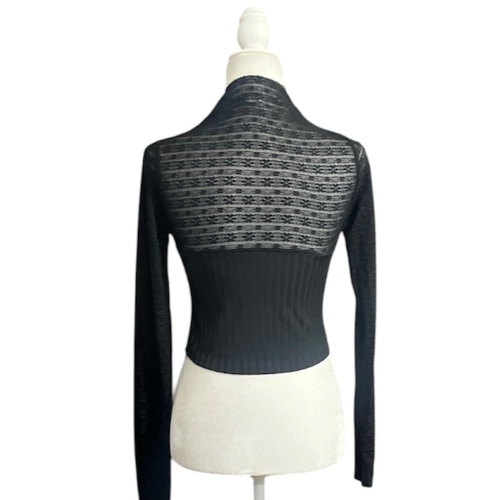 Whimsy Goth Lace Ribbed Crop Top Sz Small Black NWT Altar'd State Dark Romantic - Picture 2 of 7
